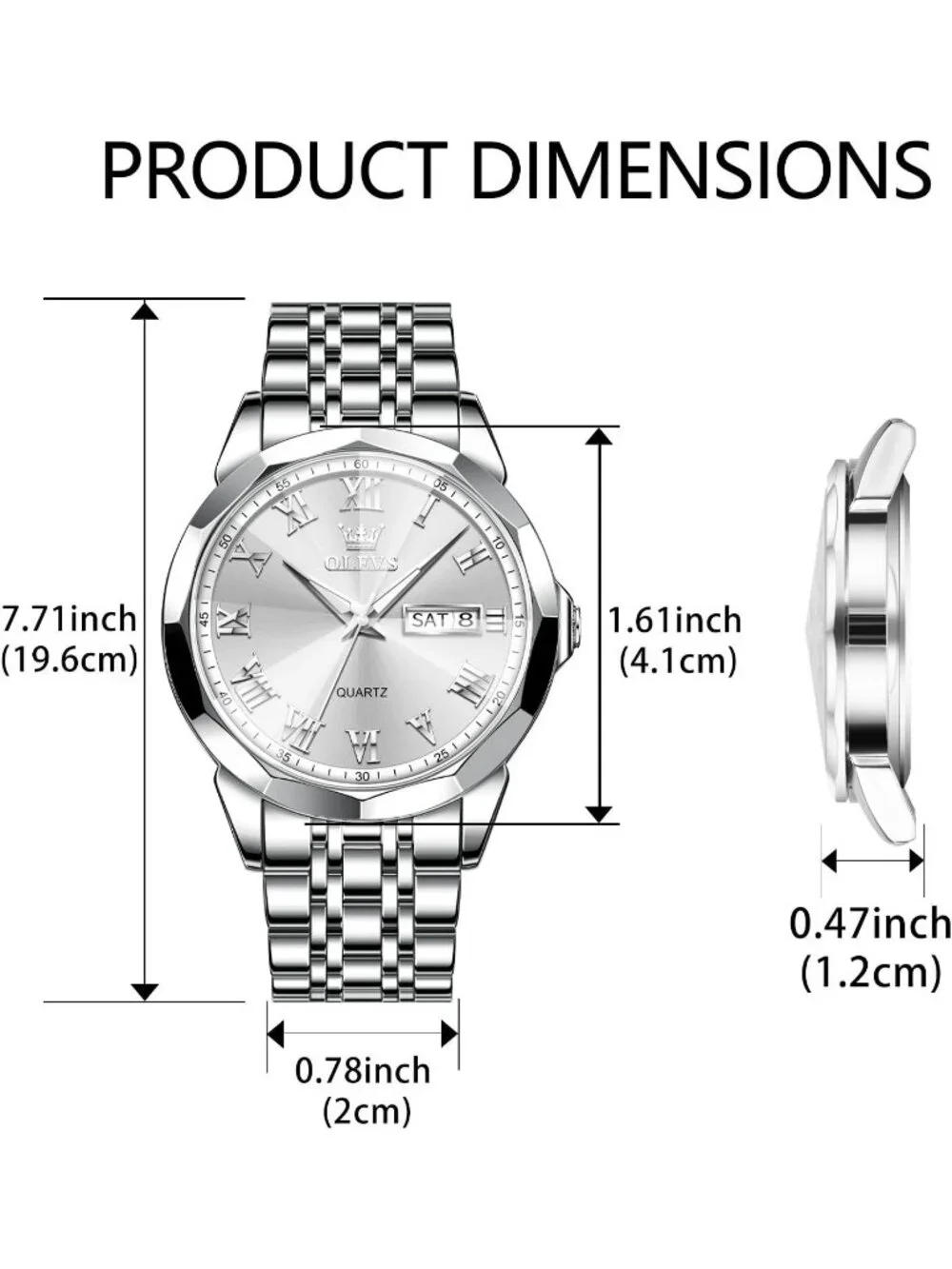 Men's All Silver Stainless Steel Luminous Quartz Waterproof Round Classic Watch